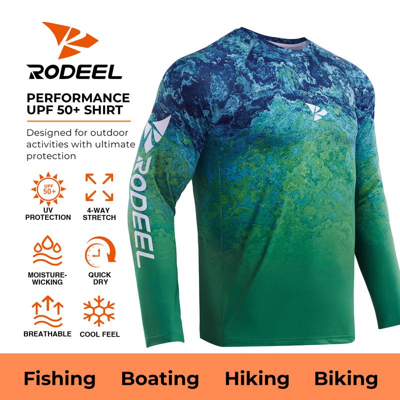 RODEEL 905 Long Sleeve Shirts Men UPF 50+ Sun UV Protection Lightweight Quick Dry Moisture Wicking Breathable Cooling Activewear for Outdoor Sport Gym Workout Hiking Camping Running Biking Boating Construction Landscaping, Holiday Gift RODEEL 905 Long Sleeve Shirts Men UPF 50+ Sun UV Protection Lightweight Quick Dry Moisture Wicking Breathable Cooling Activewear for Outdoor Sport Gym Workout Hiking Camping Running Biking Boating Construction Landscaping, Holiday Gift