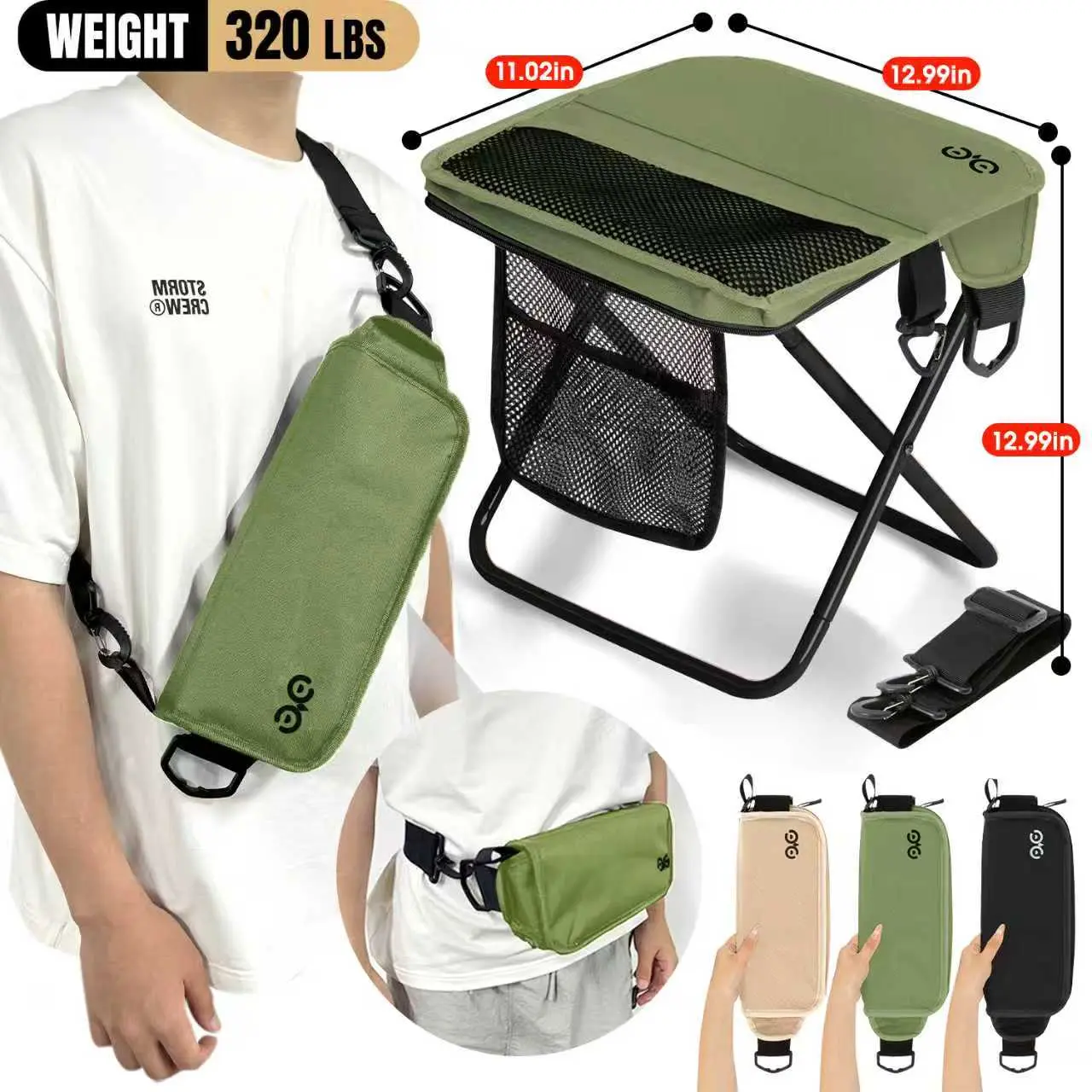 【Hot selling】 Waist bag style Green-12.9in