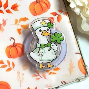 Lucky Nurse Goose Magsafe Phone Grip, Cute Clover Magnetic PopSocket, Detachable Phone & Kindle Holder, Gift for Her