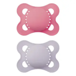 Original Matte Baby Pacifiers Binky for Girls 0-6 Months BPA-Free Silicone Nipple Easy to Clean Best for Newborn Babies 2 Count with Sterilizer Case