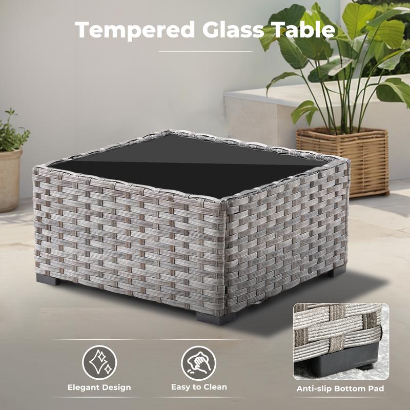 【2 Packages Shipping】Ovios 6 Pieces Patio Furniture Set Outdoor Sectional Sofa Couch with Comfy Cushions and Deep Seat, Modern Modular Wicker Rattan Conversation Set