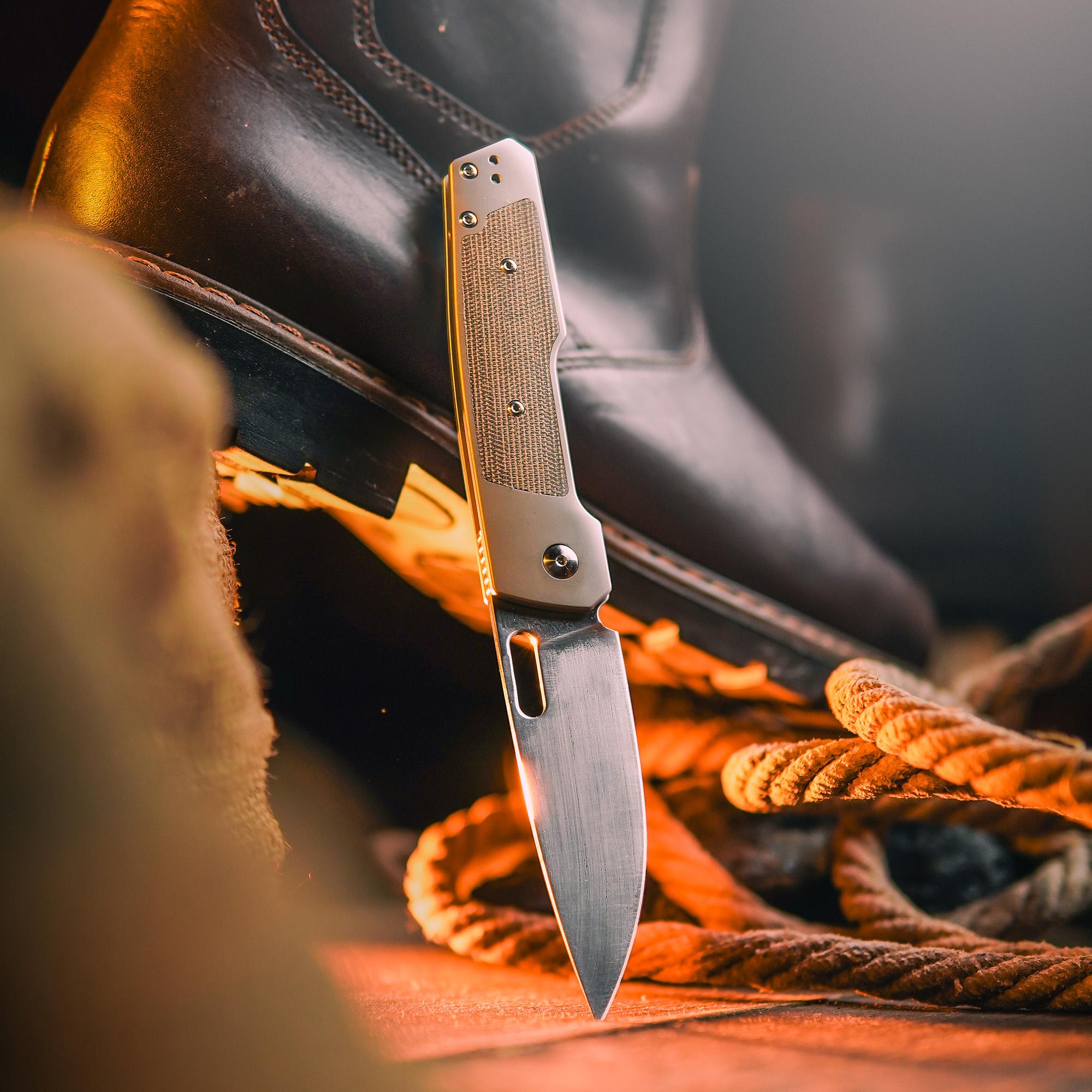 Artisan Cutlery Gambit Pocket Folding Knife with CPM S90V Steel Blade and Titanium Handle Design By Ray Laconico