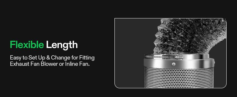 VIVOSUN Dryer Vent Hose, Aluminum Foil Ducting, Heavy-Duty Dryer Hose Vent Kit for HVAC Ventilation, Exhaust, Duct Fan Systems, Black Flexible Air Duct w/ 2 Clamps