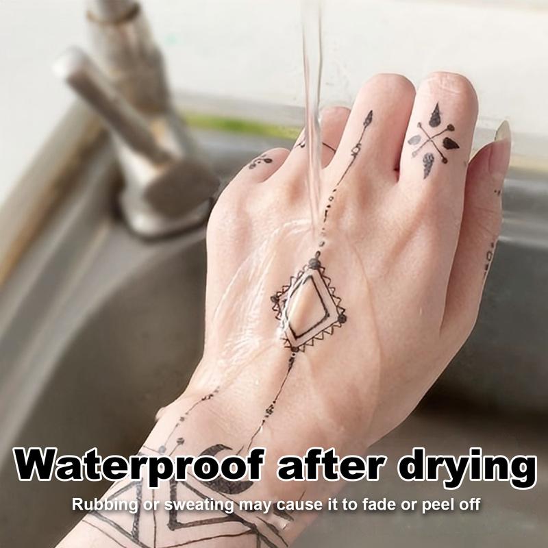 10-Color Temporary Tattoo Markers for Skin, Paint Pen Set with Fun Stickers, 10 Sheets Tattoo Stencils of Assorted Colors for kids and Adults, Flexible Brush Tip, Bright colors, Skin-Safe, Cosmetic-Grade