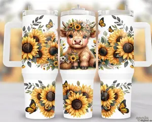 40 oz Tumbler - Highland Cow Sunflower 40 oz Tumbler - Highland Cow Sunflower