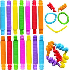 Pop Tubes 7/14/24 Pack, Fidget Sensory Toys for Kids & Adults, Stress & Anxiety Relief Fidget Tubes, Learning Toys for Toddlers