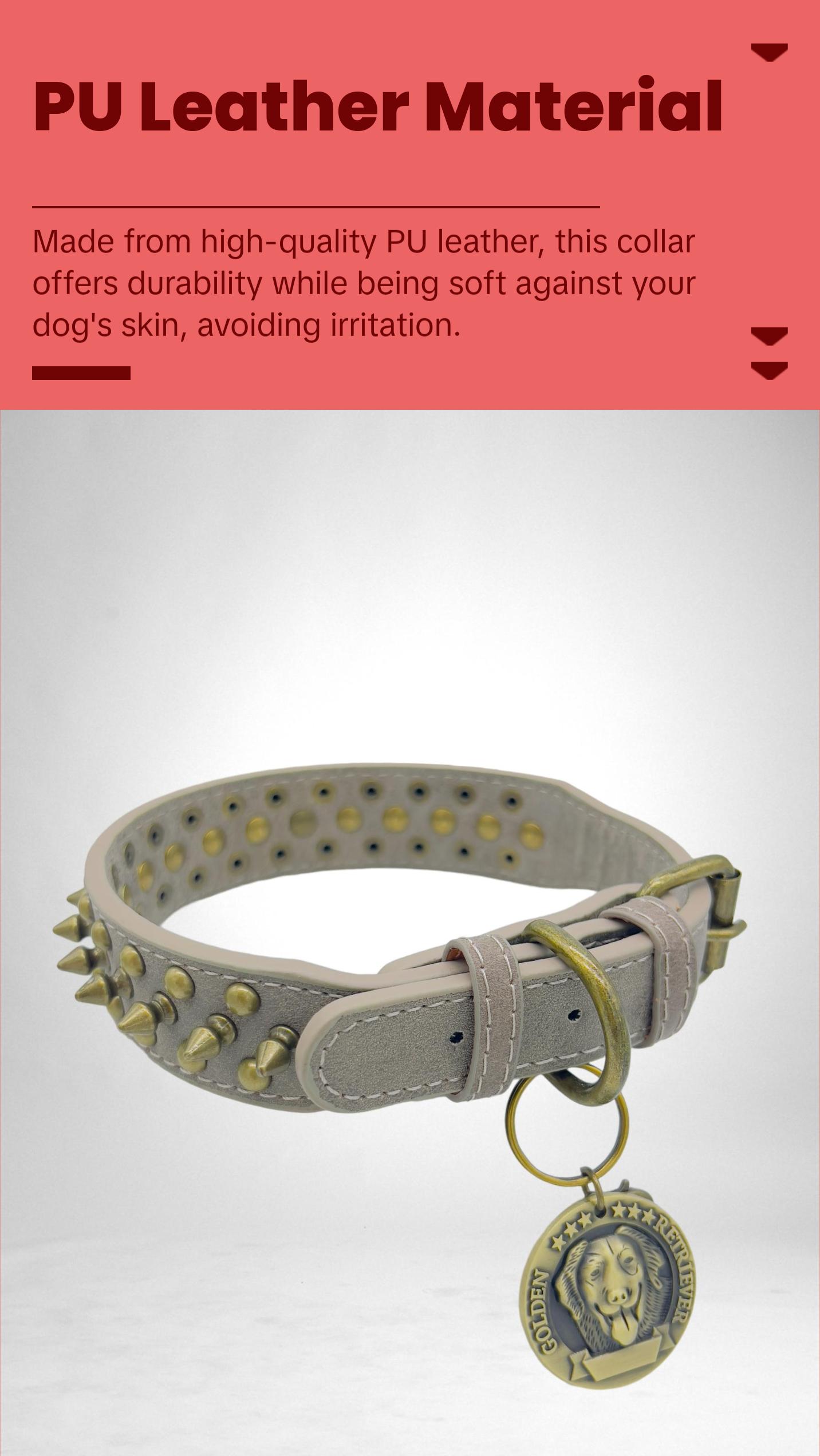 JACK Rivets Handmade PU Leather Dog Collar
