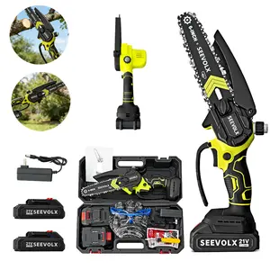 SEEVOLX Mini Chainsaw Cordless, 48V 6 Inch Battery Chainsaw with Dual Batteries, Lightweight Handheld Electric Saw for Tree Trimming, Wood Cutting, Pruning, Garden Gift