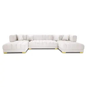 Mayford Ivory Velvet U-Shape Corner Sofa