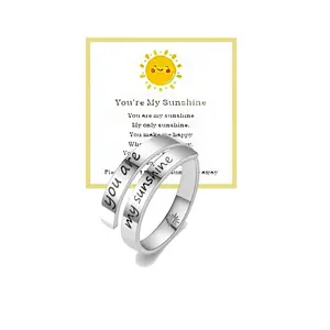 You Are My Sunshine Ring Stainless Steel Inspirational Mantra Graduation Encouragement Wedding Statement Ring