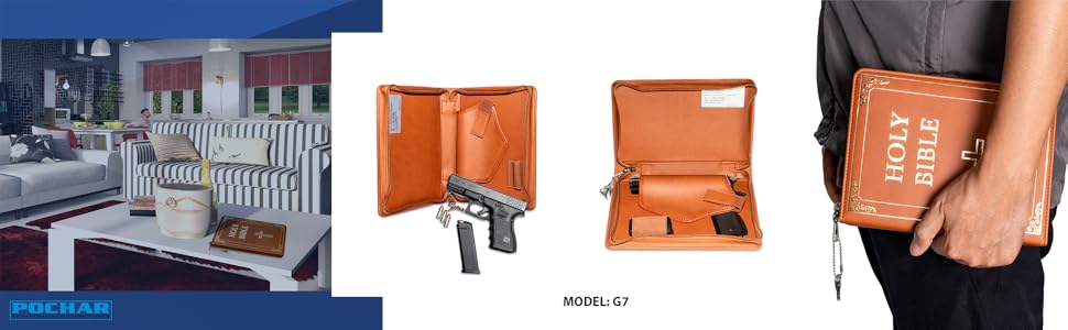 G7 Concealed Carry Case, Leather Soft Case, Lockable Zipper, Case for Stuff Storage or Transport