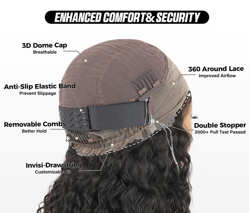 [Alice Live Only]  OQ HAIR Pre-Cut Lace Kinky Straight 360 Full Lace Frontal Glueless Wig With Invisi Drawstring Pre Plucked Human Hair Wig Springtok