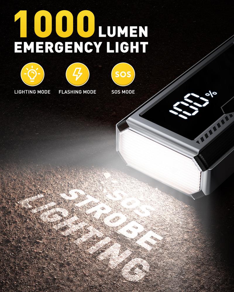 AUXITO 10000A Jump Starter, 12V Car Battery Jump Starter, Up to All Gas/All Diesel Engine with LED Display, 30W Type-C Fast Charging and 168W DC Output, 3-Mode Flashlight, Storage Case