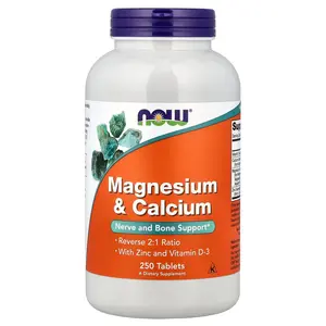NOW Foods Magnesium & Calcium With Zinc and Vitamin D-3, 250 Tablets