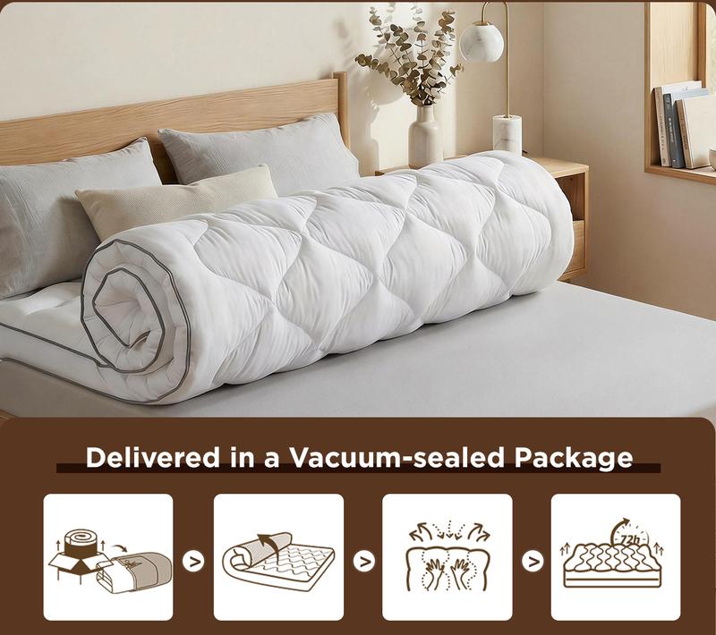 Raybee Ultra-Thick 2200GSM Mattress Topper, 3-4 Inch Memory Foam & Microfiber Hybird Mattress Pad for Back Pain & Pressure Relief, Breathable, Non-Slip, Soft & Supportive Bed Topper Pad , Twin Full Queen King  for Bedroom, Dormitory, Guestroom, RVS,