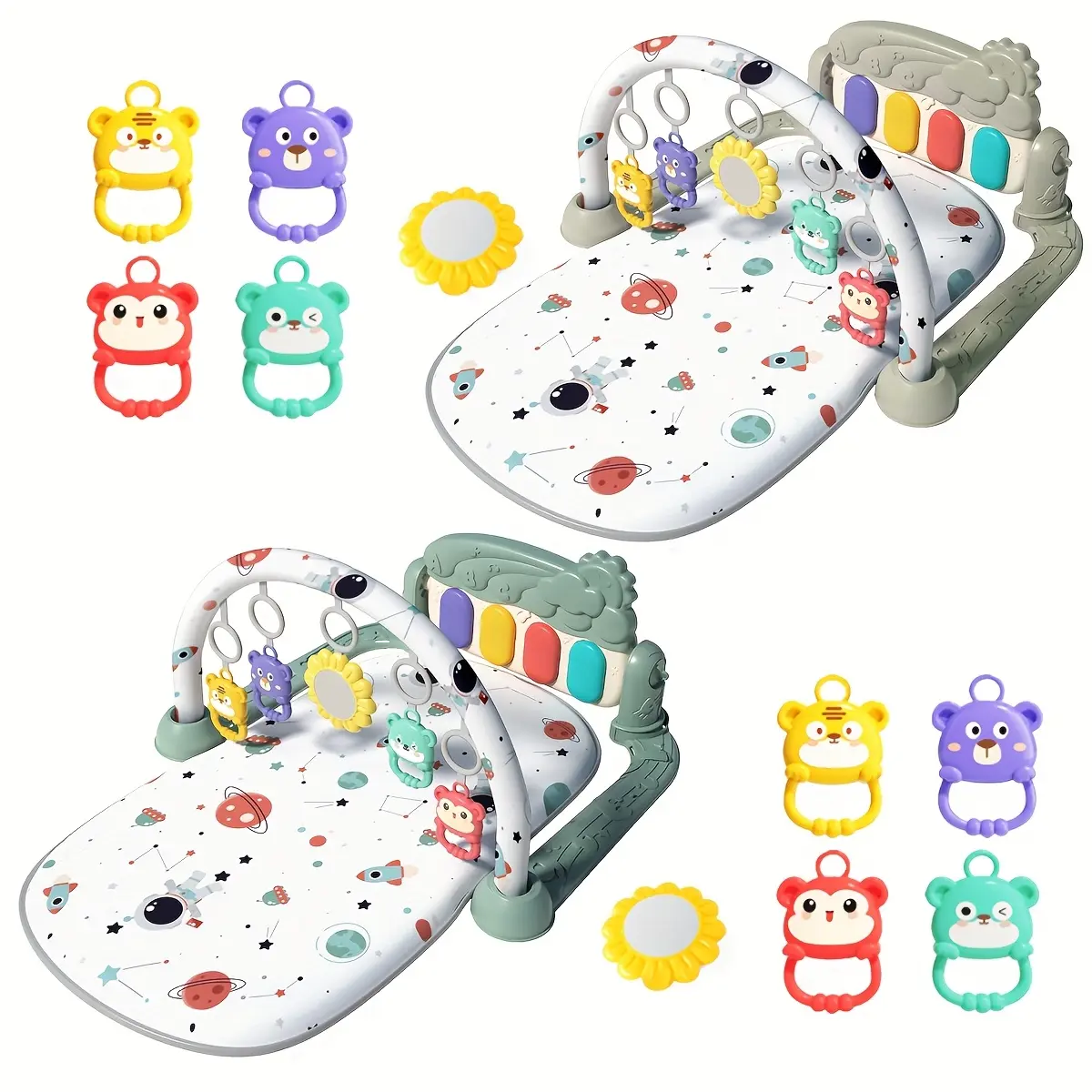 Gyms Play Mats, Musical Activity Center Astronaut Pattern Piano Gym Mat Padded Mat for Baby, Infant Play Mat, Newborn Play Mat, Tummy Time Mat, Perfect Holiday gift, Random Accessories Color, Play Mat for Babies, Playgym Mat, Toddler Play Mat