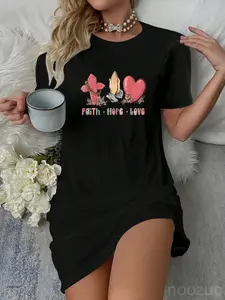 Faith Hope Love Christian Cross Pray Religious Flower Faith Casual Dress