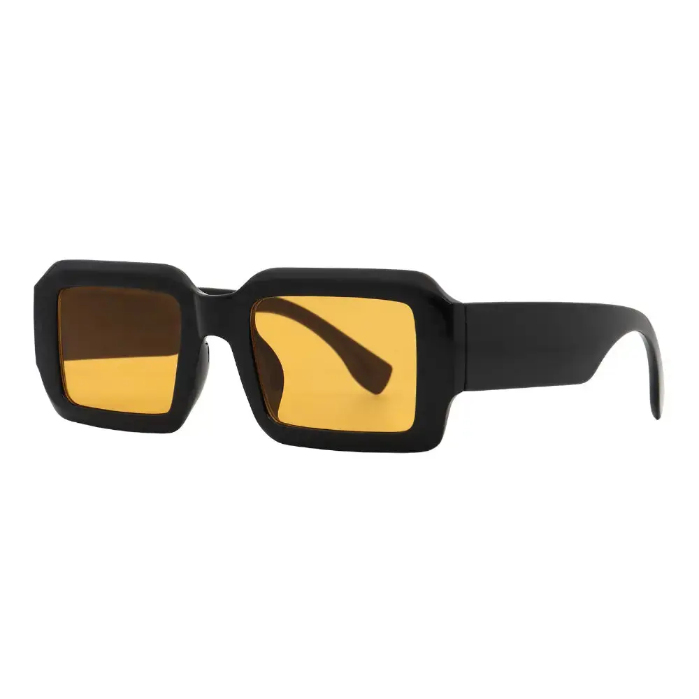 Mad Shade Bold Black Square Sunglasses with Orange Tinted UV400 Lenses – Retro Unisex Oversized Fashion Shades #51