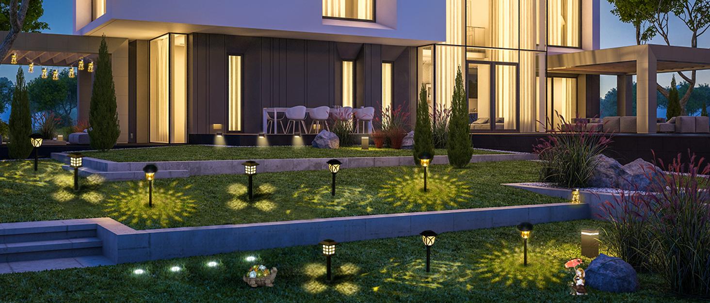 【Spring Glow Up】GIGALUMI 8-Pack Solar Pathway Lights, Solar Garden Lights Outdoor Warm White, Waterproof Led Path Lights for Yard, Patio, Landscape, Walkway