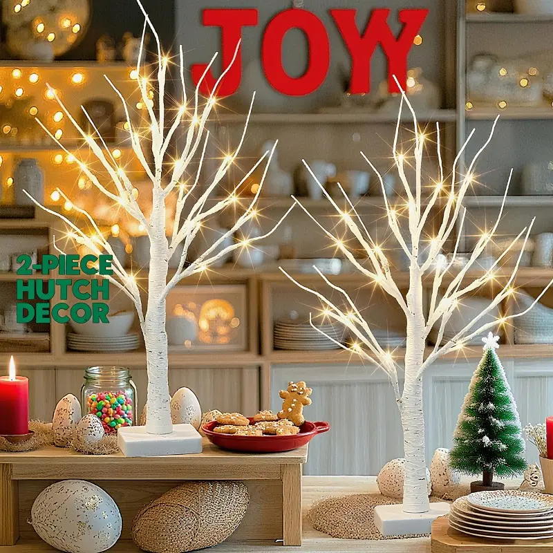 HOODINK 2PCS 2FT 24-LED Birch Tree Twinkle Lights - Indoor Outdoor Patio Decoration, Party Light, Room Decoration Ornaments for Home Ambience, Led Lights