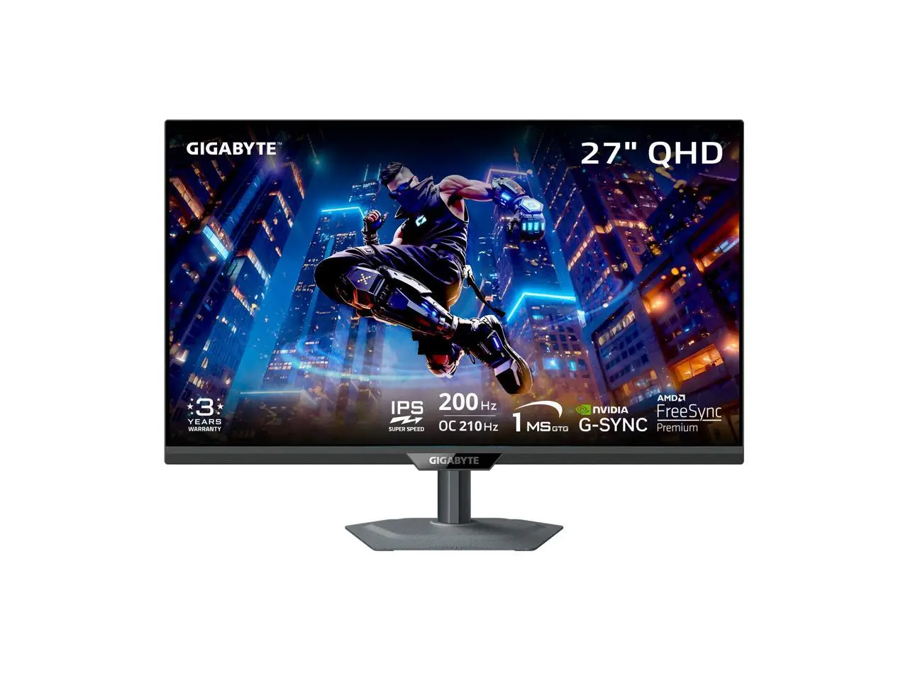 GIGABYTE 27 inch QHD 2K 1440P 200Hz AMD FreeSync Premium & G-SYNC Compatible 1ms HDR400 KVM USB-C USB HUB Gaming Computer Monitor with Height Adjustable, Swivel, Pivot & Tilt Stand M27Q2 SA
