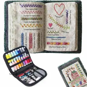 Portable All-Scenario Embroidery Stitch Book + Professional Sewing Kit | Includes 23-Colored Threads, Scissors, Seam Ripper, Measuring Tape, Needles & More Sewing Essentials – 86PCS Complete Set for Beginners & Enthusiasts, Portable & Travel-Friendly