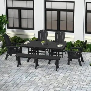 Paradise 6 Piece Outdoor Patio Dining Table and Armchair Dining Bench Set