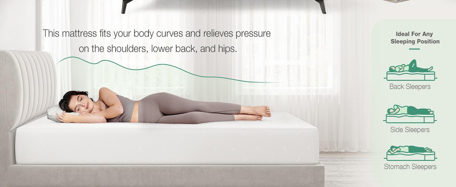 5/6/8/10/12/14 Inch Gel Memory Foam Mattress for Cool Night & Pressure Relief, Medium Plush Feel with Motion Isolating