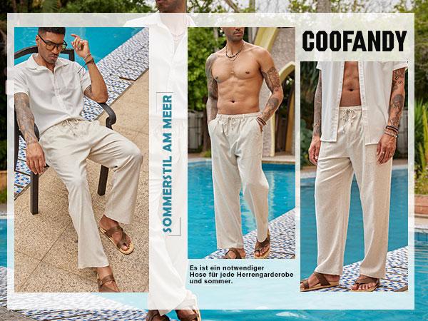 COOFANDY Men's pants Casual Linen Pants Elastic Waist Drawstring Beach Summer Pants Lightweight Linen Trousers Menswear Pocket