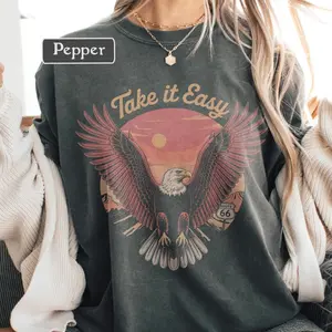 Vintage Eagle T Shirt, Vintage Rock Band Style Tee, Route 66 Desert Graphic Shirt