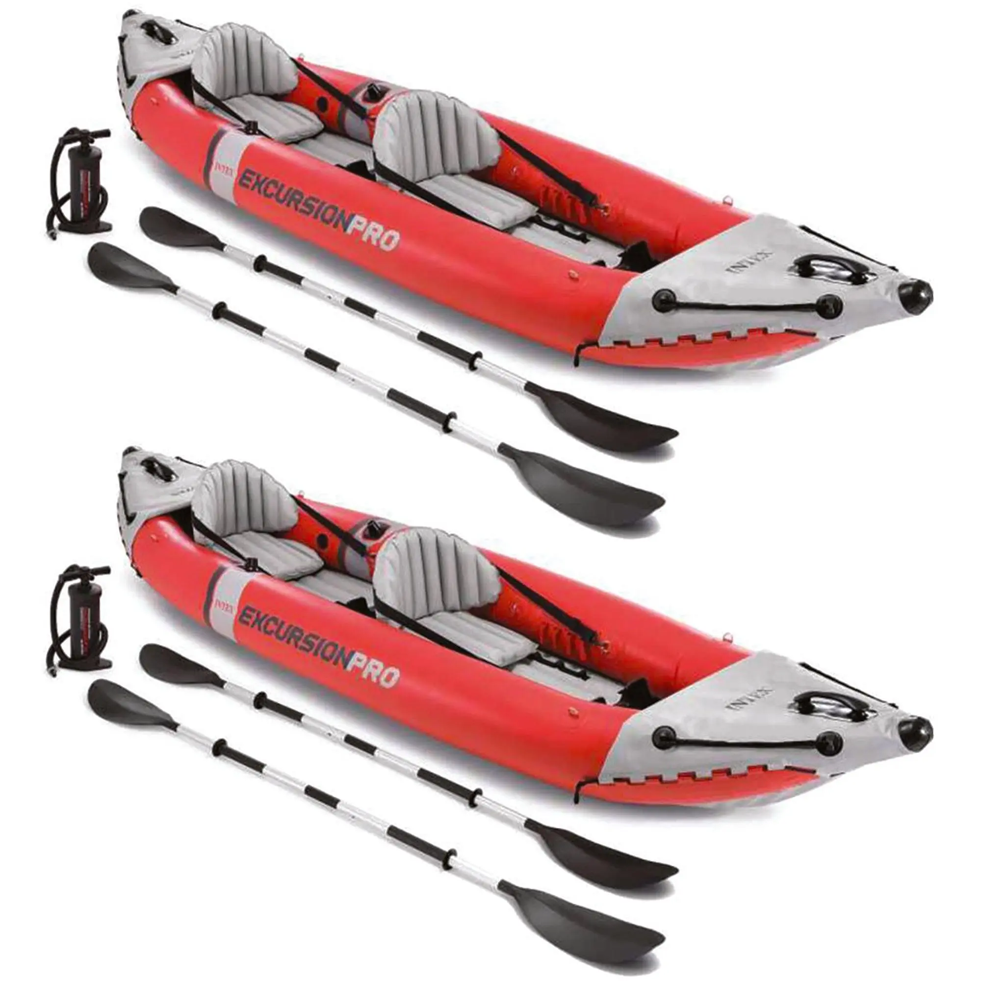 Intex Excursion Pro Inflatable 2 Person Kayak Set w/ Oars & Pump, 2-Pack, Red Intex Excursion Pro Inflatable 2 Person Kayak Set w/ Oars & Pump, 2-Pack, Red