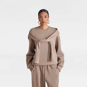 KBB by KAHLANA Women's Long Sleeve 'The Double Layer Crewneck Sweatshirt'