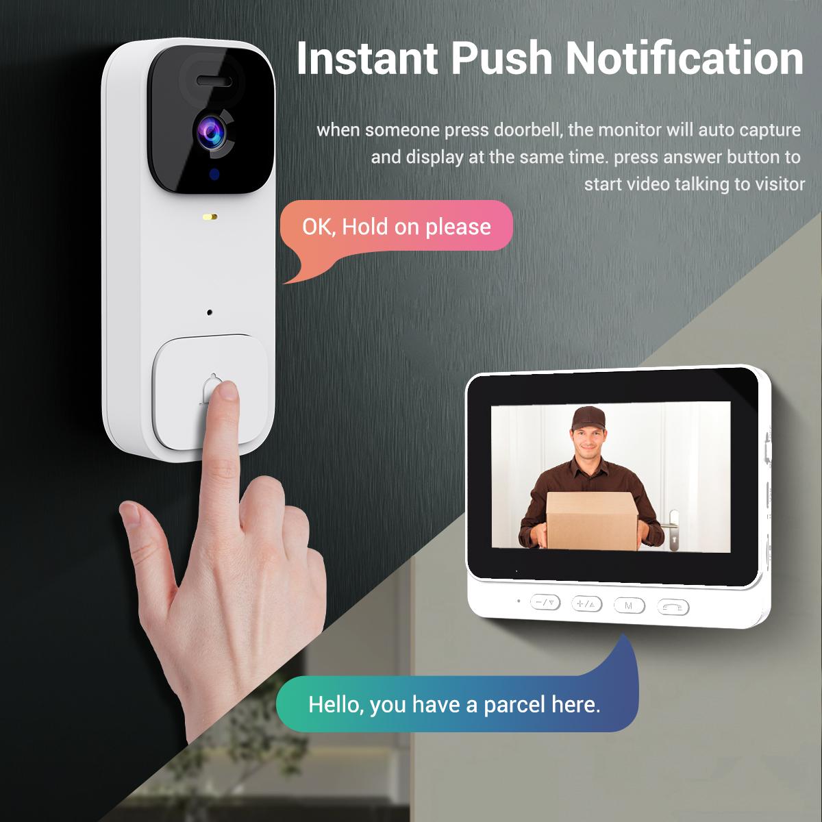X7 Video Doorbell with Monitor, No WiFi, No App, No Subscription, Easy Setup