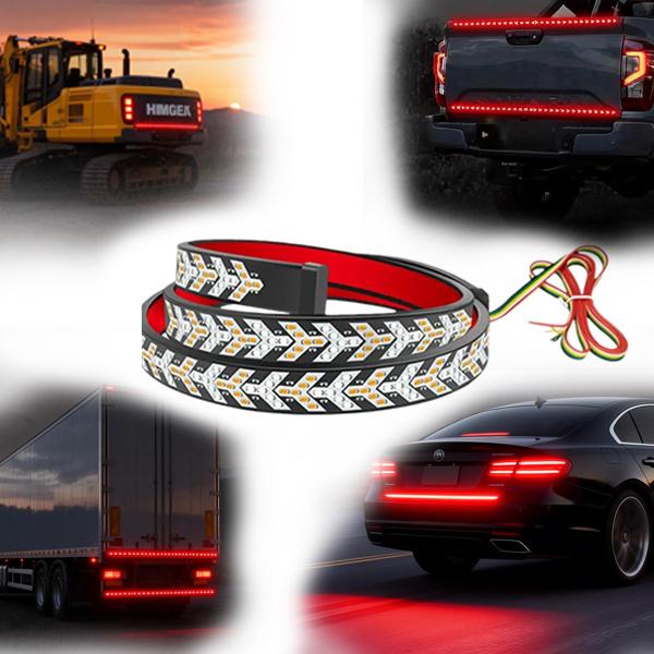 59 Inch Car LED Light Bar,Arrow Turn Signals, IP67 Waterproof,Dynamic Fishbone Shaped Decorative Light, Car Tailgate LED Light Bar,for Truck Pickup SUV RV, Car Light Embellishments lamp lighting