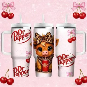 1pc 40oz Stainless Steel Vacuum Insulated Cup, Dr Pepper Highland Cow Design, Portable for Tea & Cold_hot Drinks, Home Office Camping Car Use, Tumbler - TikTok Shop