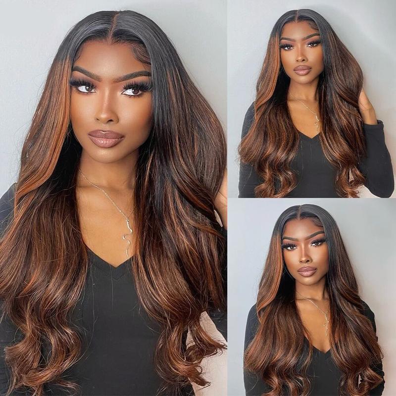 Brown Highlight Body Wave Human Hair Bundles Piano Color Brazilian Hair Ombre Blonde Human Hair Sew in  Quick Weave with Color