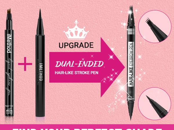 iMethod Eyebrow Pencil, Hair-like Eyebrow Pen, 2-in-1 Waterproof Brow Pen with 4 Tip, with Dual-ended Eyebrow Brush, Cosmetic Makeup