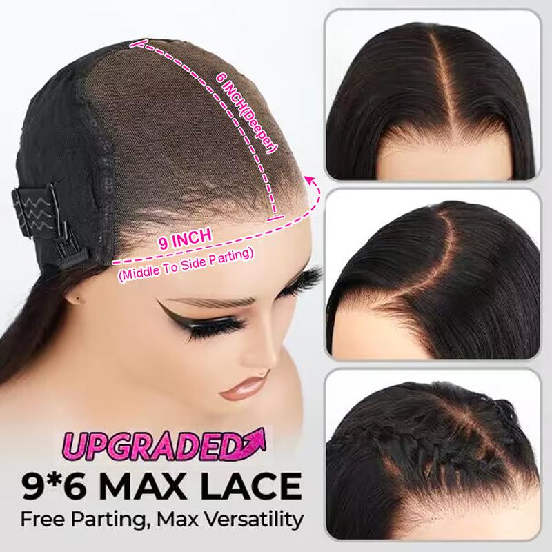 FORGIRL FOREVER 9x6 Wear Go Glueless Wig Ready to Wear Straight Wig Pre-Cut HD Lace Wig 180% Pre-Plucked Human Hair Lace Front Closure Wig