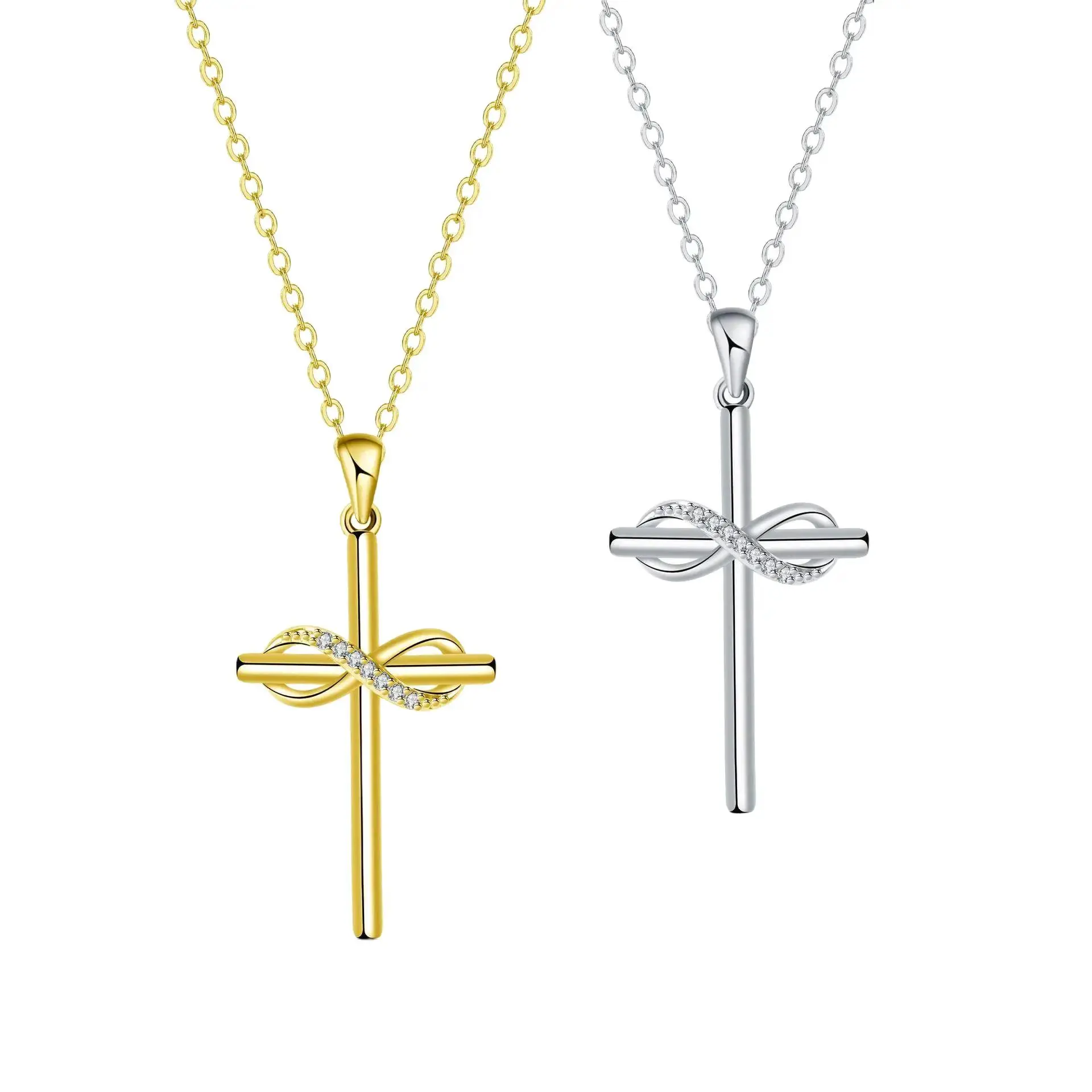 Dainty Cross Necklace - Minimalist Infinity Symbol Christian Pendant, Unisex Spiritual Jewelry for Women, Baptism Gift for Valentine's Day Girlfriend Birthday womens gifts gifts for women chains gifts for girlfriend non tarnish jewelry cross necklace