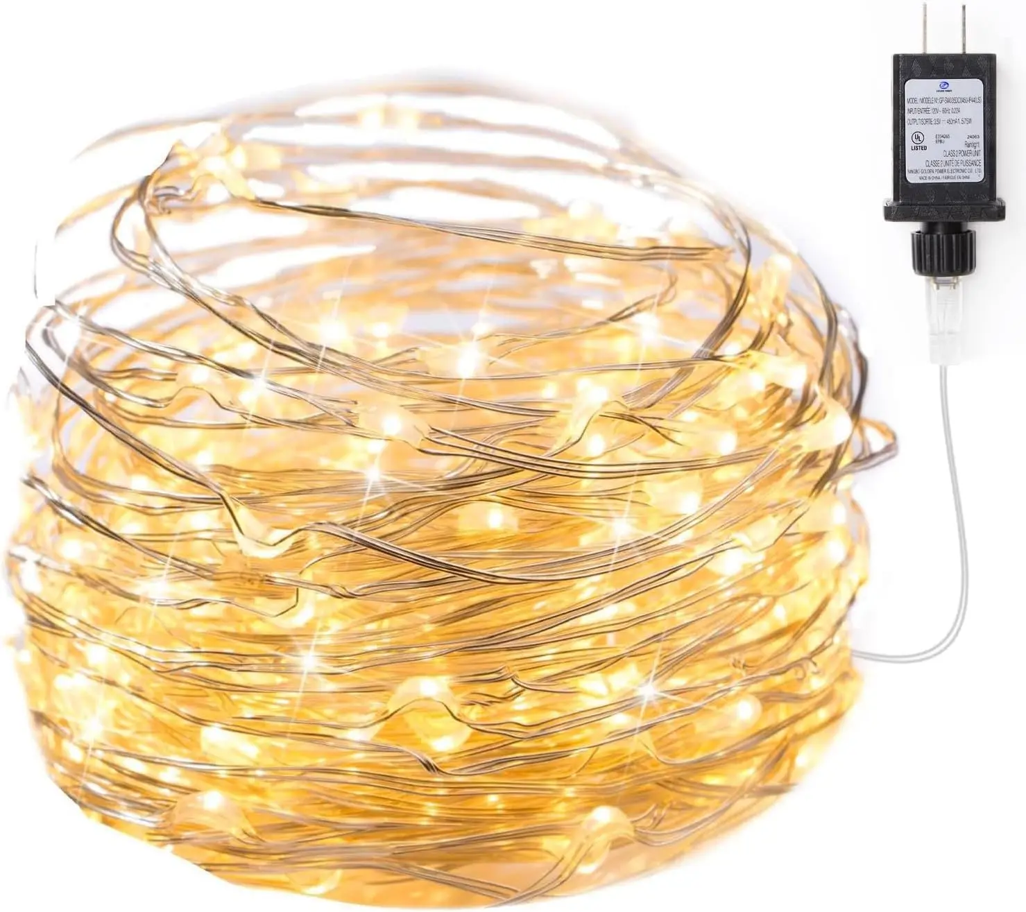 Minetom Fairy Lights Plug in 33Ft 100 LEDs Waterproof Silver Wire Firefly Lights Adaptor Included Starry String Lights for Wedding Indoor Outdoor Christmas Patio Garden Decoration Warm White