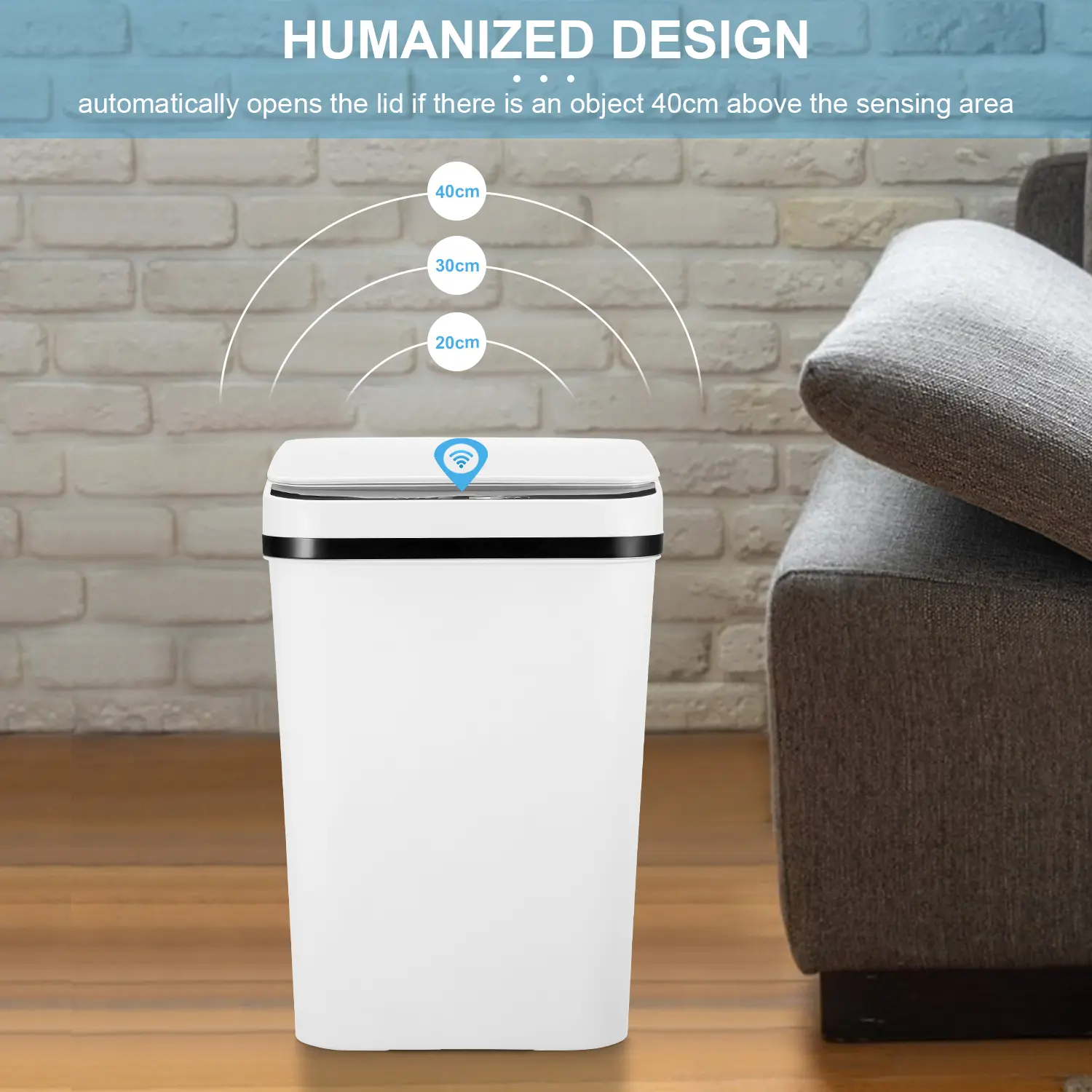 12L/15L ABS Automatic Trash Bin, Touchless Motion Sensor Smart Garbage Can for Kitchen, Bedroom, Home Household Use summerwins,summerwins,dorm essentials,home essentials