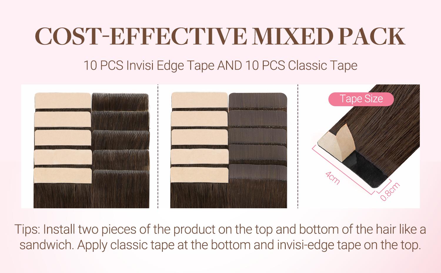 GOO GOO Invisi Edge Tape in Hair Extensions Human Hair, 14inch-24inch 20pcs 50g, Straight Virgin Remy Hair, Seamless Injected Tape, Natural Look#Greenish#TikTokShopSpringGlowUp