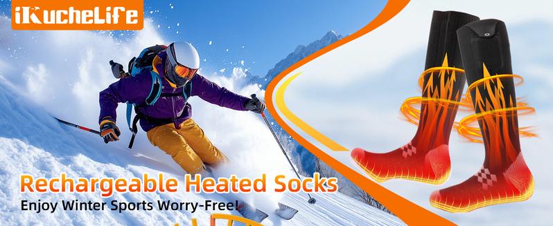 Heated Socks 9000mAh Rechargeable for Men Women, Up to 18H Long-Lasting Warmth, 3 Adjustable Heating Levels, Full Foot Heating, Machine Washable Electric Heated Clothing