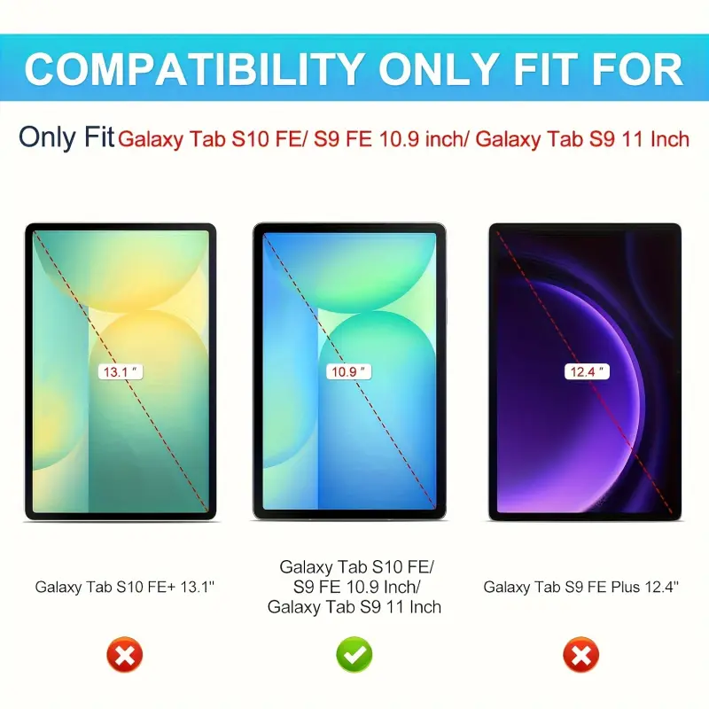 2-piece set suitable for Samsung Galaxy Tab S10 FE/S9 FE 11 inch/S10/S8/S7 11 inch tempered glass Tablet screen protector, Tempered screen film, 9H hardness, smooth surface, high-definition touch control, impact resistance, easy installation