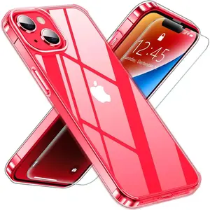 Entronix Heavy Duty Clear Case for Apple iPhone 13 with Tempered Glass Screen Protector, Shockproof Dropproof, and Protective Casing Crystal Protection