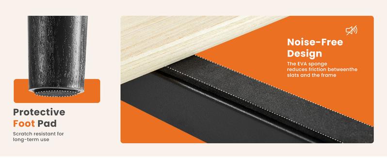 Bed Frame - Fabric Upholstered Platform Bed with Headboard, 800LBS Sturdy Wooden Slats Support, No Box Spring Needed, Noise Free, Easy Assembly