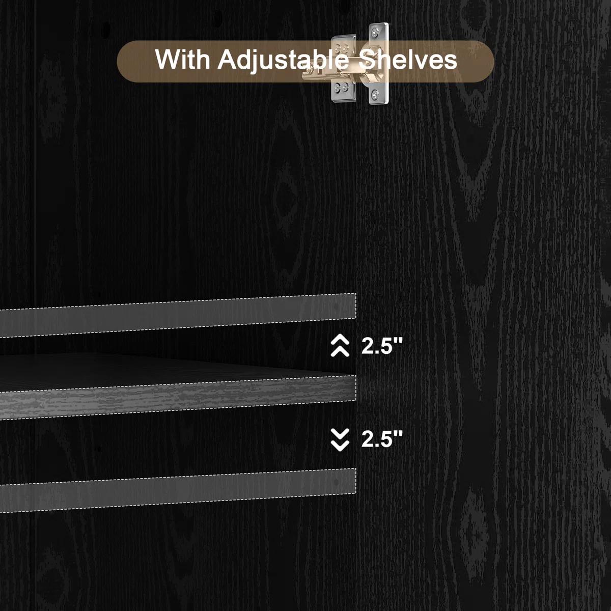 【SPOTLIGHT DAY】ONBRILL Modern 60" Curved Sideboard With Adjustable Shelf & 4 Doors for Contemporary Home Decor 【SPOTLIGHT DAY】ONBRILL Modern 60" Curved Sideboard With Adjustable Shelf & 4 Doors for Contemporary Home Decor