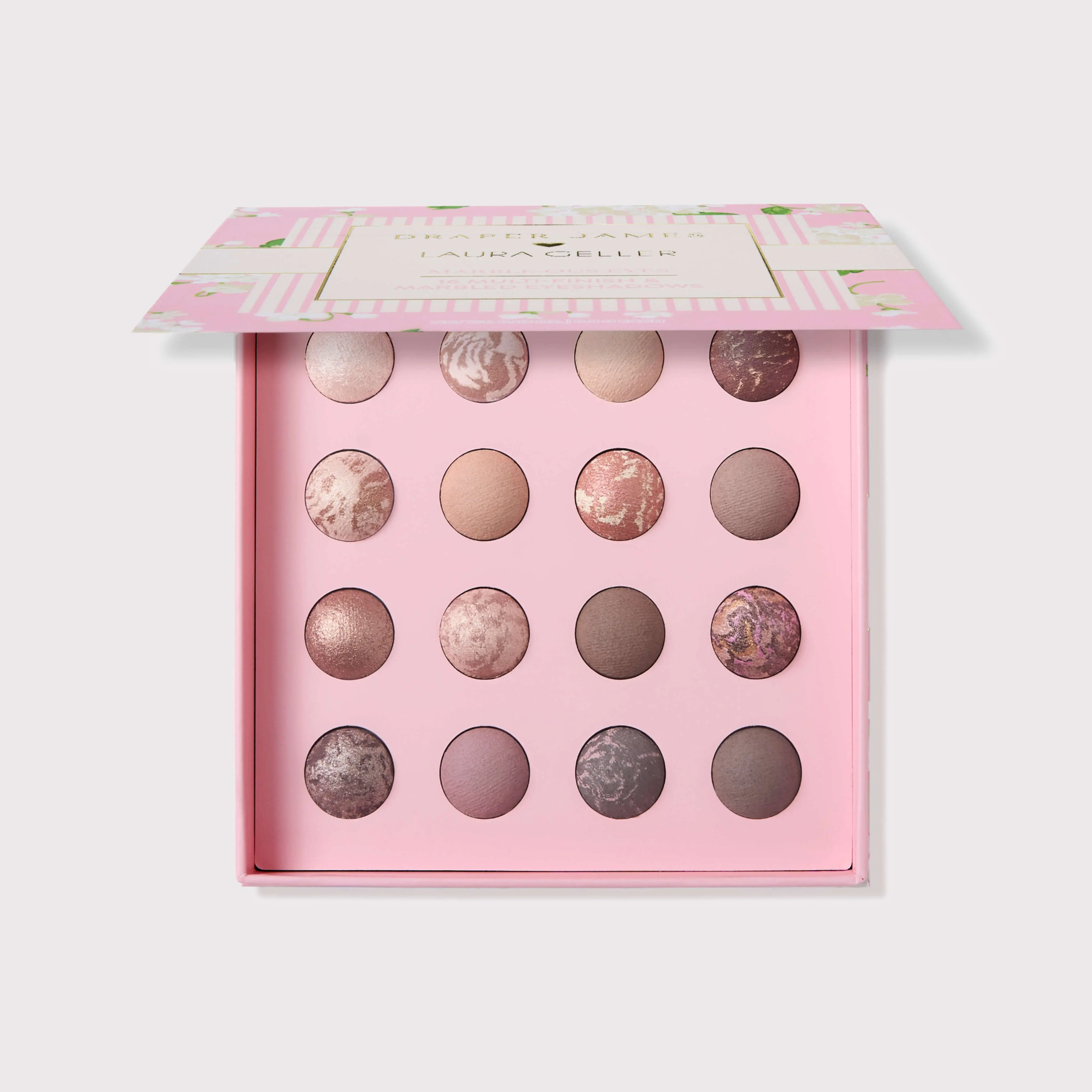 Laura Geller x Draper James Limited Edition Marble-ous Eyes Eyeshadow Palette, 16 Multi-Finish & Marbled Shades with Matte & Satin Finishes, Southern Charm Makeup