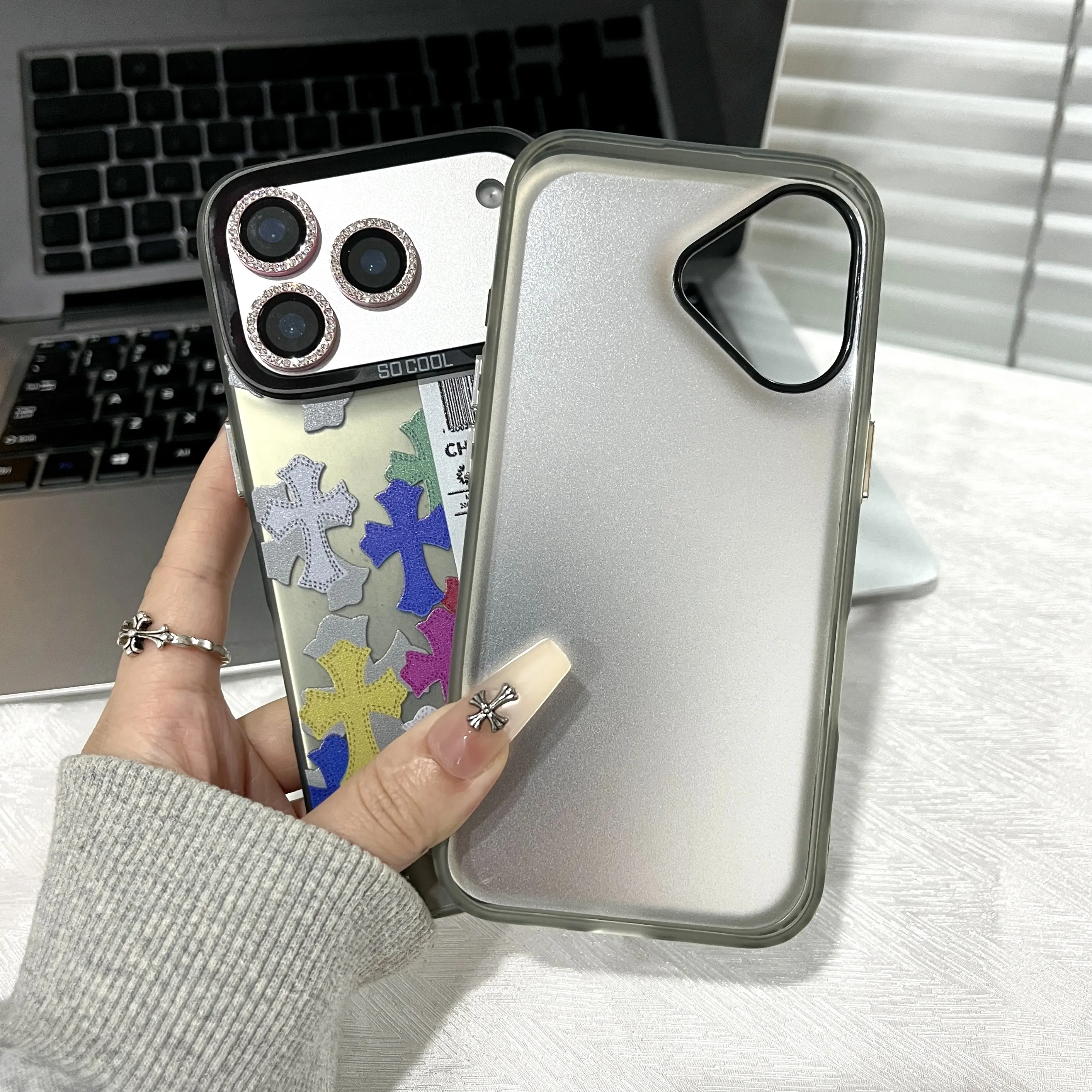 Stylish cross-shaped phone case, compatible with iPhone 17/16/15/14/13/12/11 Pro/Plus, unisex, drop and shock resistant, iPhone 16/15 Plus case.
