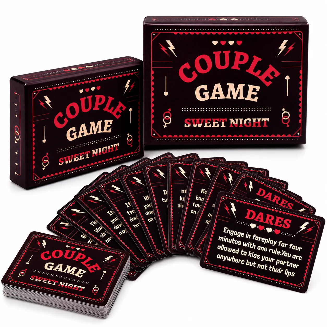 50-Card Truth or Dare Couples Card Game - Fun Tabletop, Party Board Game, Ideal for Date Nights, Anniversaries, Fun Tabletop Game